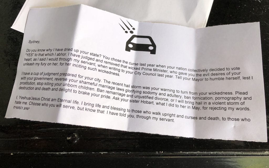 Photo of the Sydney letter signed by Jesus