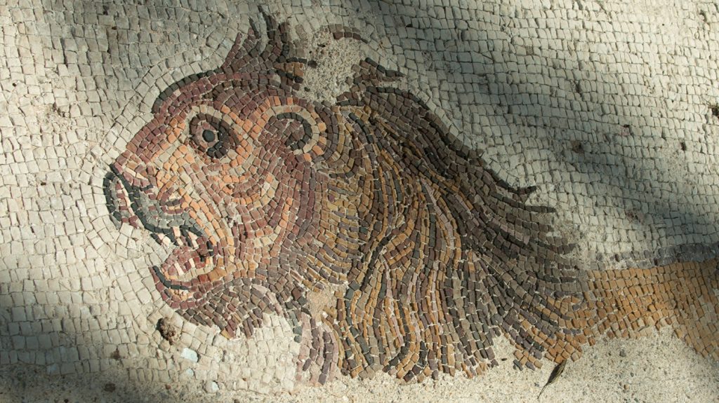 3rd century Roman mosaic of a lion