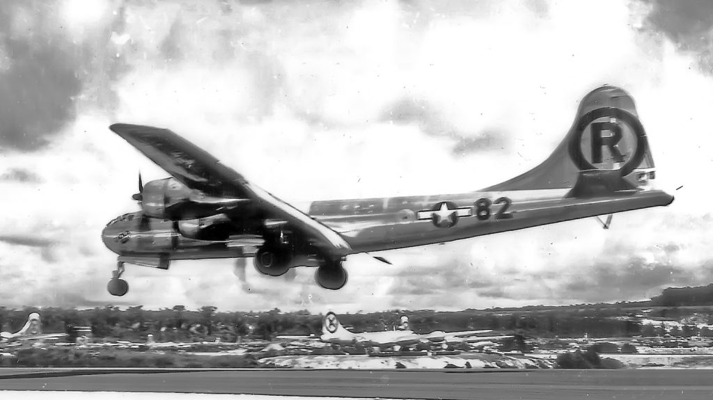 Enola Gay returning to base after Hiroshima