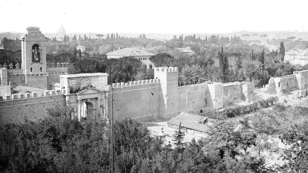 Breach in the city wall of Rome at the Porta Pia in 1870